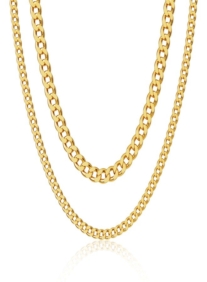 Moodear Gold Necklace for Women Trendy Chunky 14K Gold Plated Layered Necklace Cuban Link Chain Choker Necklace for Women Fashion Jewelry - Image 1